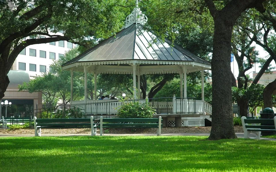 Gazebo in De Leon Plaza, downtown Victoria, TX