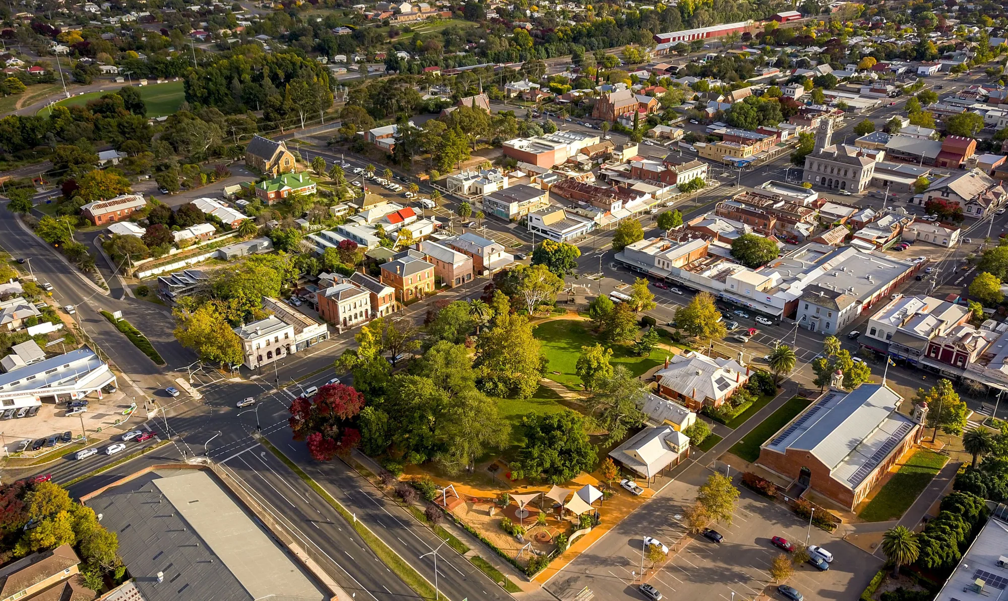 Aerial view of downtown Victoria, TX